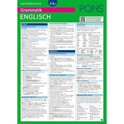 Abbildung von PONS Grammatik Auf einen Blick Englisch (PONS Blick)