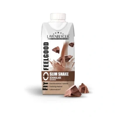 Abbildung von Layenberger Fit+Feelgood Slim Shake Fixfertig, trinkfertiger Mahlzeitersatz für 8 Portionen mit je 208 kcal (8x 330 ml) Schokolade