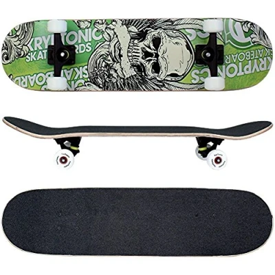 Abbildung von FunTomia Skateboard mit ABEC 9 Kugellager Rollenhärte 100A und 100% 7 lagigem kanadisches Ahornholz Skate Board Kicktail