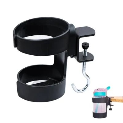 Abbildung von Becherhalter Schreibtisch Flaschenhalter Tisch GeträNkehalter, Cup Holder Einstellbar Trinkbecherhalter Clip, ZubehöR BüRo Becher Halterung Tischplatte/Gaming, 1 StüCk