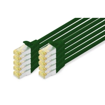 Abbildung von DIGITUS LAN Kabel Cat 6A 1m 10 Stück RJ45 Netzwerkkabel S/FTP Geschirmt Kompatibel zu 6 &amp; 7 Grün