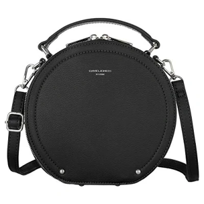 Abbildung von David Jones Damen Runde Umhängetasche Frauen Kreis Tasche PU Leder Elegante Crossbody Bag Top Griff Schultertasche Schicke Kleine Handtasche Clutch Pochette Abendtasche Mode Schwarz