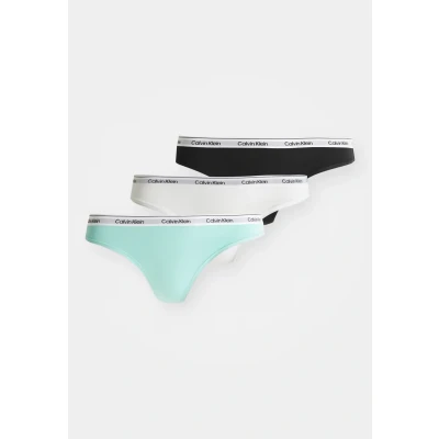 Abbildung von Calvin Klein Underwear Thong Modern LOGO 3 PACK String, Damen, Größe: Small, Black/beau blue/white