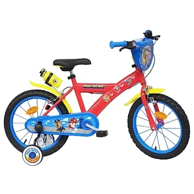 Abbildung von Vélo ATLAS Jungen Fahrrad 16 Zoll Paw Patrol Ausgestattet mit 2 Bremsen, Dekorativer Frontplatte, Rückkanister und Stabilisatoren, rot