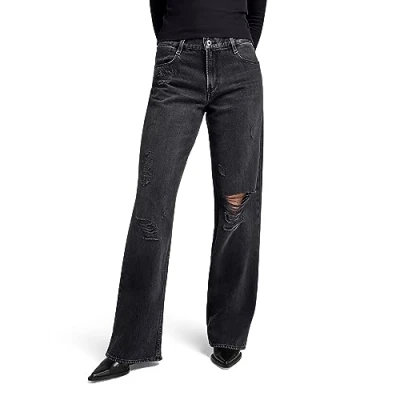 Abbildung von G Star Judee LOW Waist Jeans Straight Leg, Damen, Größe: 29x30, Worn in black smoke ripped