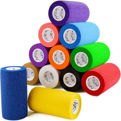 Abbildung von Inksafe Selbsthaftende kohäsive Bandagen, Haftbandage in verschiedenen Farben, 10 cm x 4,5 m, Box mit 12 Stück