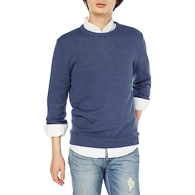 Abbildung von Amazon Essentials Herren Pullover mit Rundhalsausschnitt (in Übergrößen erhältlich), Blau Heide, L