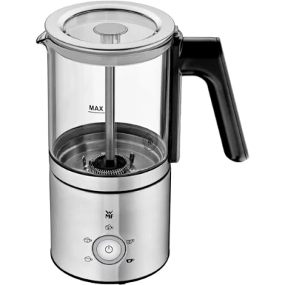 Abbildung von WMF Lono Glas Milchaufschäumer elektrisch, 150 250 ml, 650 Watt, Frappe Mixer, Touch Display, für Milchschaum heiß und kalt, heiße Milch, Milcherwärmer, Kakaomaschine, Schokolade, edelstahl matt