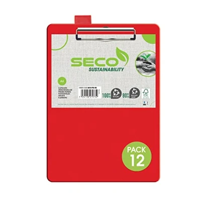 Abbildung von Stewart Superior A4+ PVC beschichtetes Klemmbrett mit Hochleistungsklammer Rot (12er Pack)