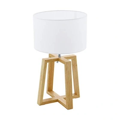 Abbildung von Eglo 97516 Tischleuchte CHIETINO 1 natur, chrom weiß Ø26cm H:44cm