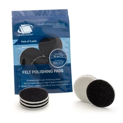 Abbildung von Glass Polish 50 mm Packung mit 5 Filz Polierscheiben für Glas, Kunststoff, Metall, Marmor und mehr