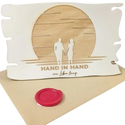 Abbildung von Woodland Mail Holz Grußkarte Hand in ein Leben lang Hochzeitskarte Karte zur Hochzeit (Hochzeit)