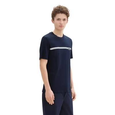 Abbildung von TOM Tailor Denim LOGO Tshirt print, Herren, Größe: Medium, Sky captain blue