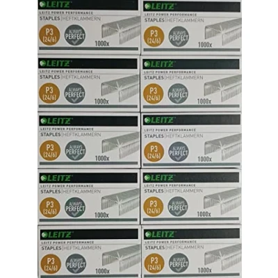 Abbildung von Leitz Heftklammern 24/6 mm, 1000 Stück, verzinkt, 55700000, 24/6, 10er Pack