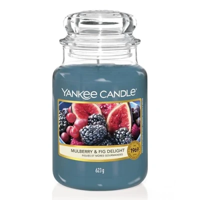 Abbildung von Yankee Candle Duftkerze im Glas (groß) Mulberry &amp; Fig Delight Kerze mit langer Brenndauer bis zu 150 Stunden Perfekte Geschenke für Frauen