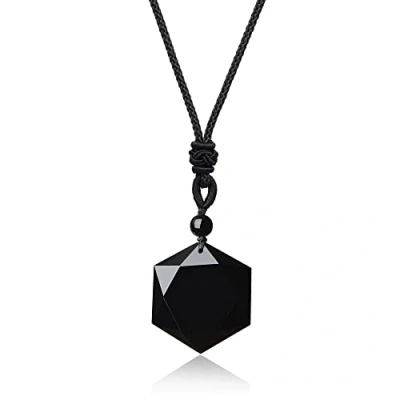 Abbildung von COAI Geschenkideen Glückskette Hexagramm David Stern Anhänger aus Obsidian Halskette für Männer und Frauen
