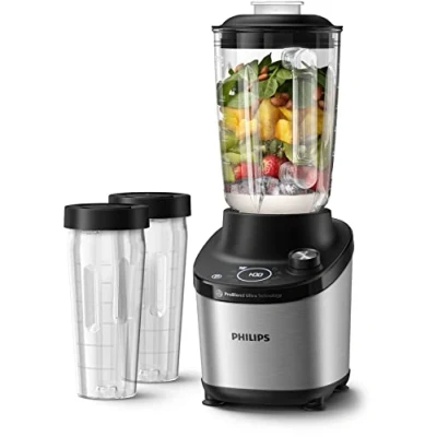 Abbildung von Philips Standmixer 7000 Series 1500 Watt, 2 Liter, ProBlend Ultra Technologie, Schnellauswahlprogramme, HomeID Rezepte, Quick Clean Funktion, Tritan Becher (HR3760/10)