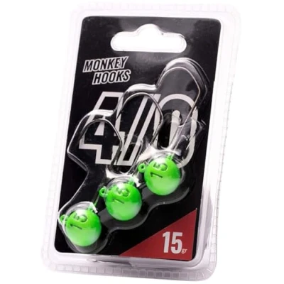 Abbildung von Jigköpfe Monkey Hook Lures Jighaken 3 Jig Haken, Zander Köpfe, Angelhaken für Gummifische, Jighead, Zanderhaken Größe 4/0 / 15g Grün