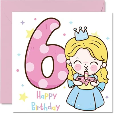 Abbildung von Geburtstagskarte zum 6. Geburtstag für Mädchen magische Feen Happy Karte 6 Jahre altes Geburtstagskarten 145 mm x Grußkarte Tochter Enkelin Kinder