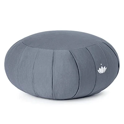 Abbildung von Lotuscrafts Zafu Meditationskissen Yogakissen Zen Sitzhöhe 15cm Yoga Zafukissen Mit Dinkelfüllung Waschbarer Bezug aus Bio Baumwolle GOTS Zertifiziert Bestickung