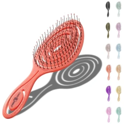 Abbildung von Chiara Ambra Haarbürste ohne Ziepen Spiral Haar Bürste Hair Brush Entwirrbürste Detangler Extensions Hairbrush lange Haare Peach