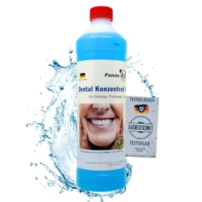 Abbildung von Dental Konzentrat Ultraschallreiniger Entfernung von Belägen und Verfärbungen für Gebisse, Prothesen, Zahnersatz &amp; Zahnspangen (1000 ml)