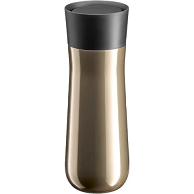 Abbildung von WMF Impulse Isolierbecher 350 ml, Thermobecher mit Automatikverschluss, 360 Trinköffnung, hält Getränke 8h heiß/12h kalt, braun