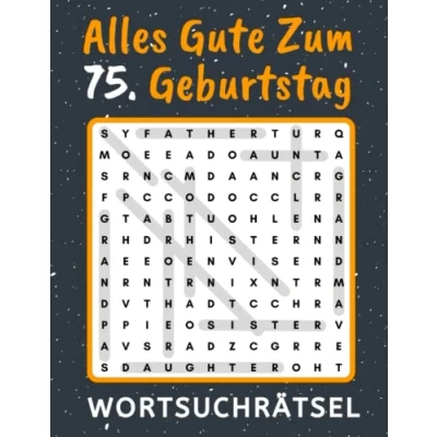 Abbildung von 75 geburtstag Alles Gute zum 75. Wortsuchrätsel: 60 Rätsel mit Lösungen Kleines Rätselbuch Verschenken Geburtstagsgeschenk für Frau Mann Geschenke