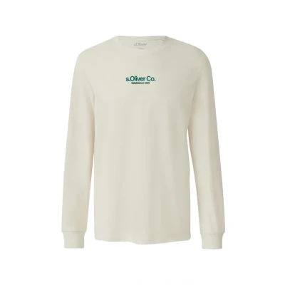 Abbildung von s.Oliver Longsleeve AUS MIT LOGO Langarmshirt, Herren, Größe: Large, Creme