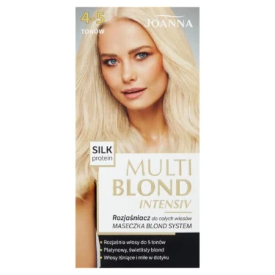 Abbildung von Joanna Professional Multi Blond Intensiv Aufheller für Gesamte Haar Hellt das um 4 5 Töne auf Enthält Seidenproteinextrakt und System Maske Schützt Während der Behandlung
