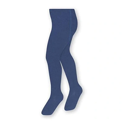Abbildung von STEVEN Einfache Und Glatte Baumwollstrumpfhose Für Kinder/Höhe 68cm bis 158cm/Perfekt Kühlere Tage/Blickdicht/Strumpfhosen Kinder/Unisex/Alter 0 11/Jeans/80cm 86cm