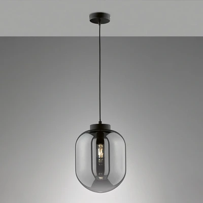 Abbildung von Fischer &amp; Honsel Pendelleuchte, Regi schwarz matt Glas rauchfarben D: 24,00 cm Ausladung: 140,00 1x E27 max. 40 Watt 60710
