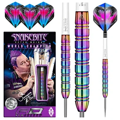 Abbildung von RED DRAGON Peter Wright Snakebite 1 24 Gramm Professional Darts Wolfram Dartset mit Flüge und Shafts