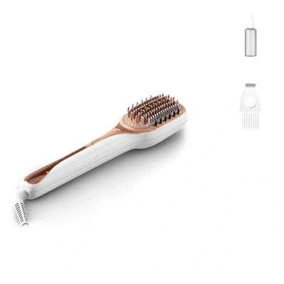 Abbildung von Rowenta Hair Therapist Haarbürste, repariert und stärkt beschädigtes Haar, macht das Haar gesund glänzend, sofortige Ergebnisse, Dampfbürste, weiß, CF9920