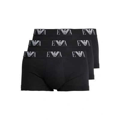 Abbildung von Emporio Armani Herren Men&#039;s Basic Essential Monogram 3 pack Trunk Boxershorts, Black/Black/Black, S