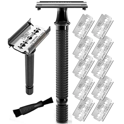Abbildung von Shaving Revolution Rasierhobel + 10 Rasierklingen Safety Razor Set Mit Japanischen Für Aus Edelstahl Enge Und Saubere Rasur