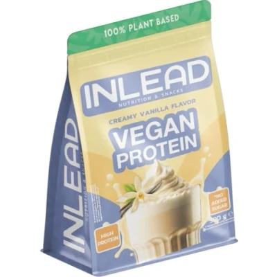 Abbildung von INLEAD Vegan Protein CREAMY VANILLA Veganes Proteinpulver mit Cremiger Konsistenz Optimales Aminosäureprofil 100% Pflanzlich ohne zugesetztem Zucker Mehrkomponenten Eiweißpulver 500g