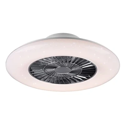 Abbildung von Reality Leuchten LED Deckenleuchten Ventilator Visby R62402106, Kunststoff Chrom/Weiß matt, inkl. 40 Watt LED,