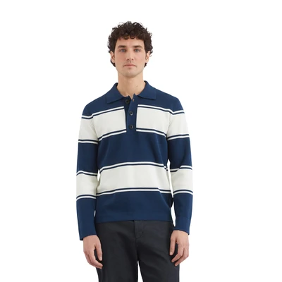 Abbildung von Marc O&#039;Polo Rugby WITH Stripes Strickpullover, Herren, Größe: Medium, Iris ink