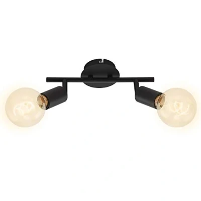 Abbildung von Briloner Leuchten Spotleuchte, Deckenspot 2 flammig, Retro/Vintage, Spotköpfe dreh und schwenkbar, 2x E27, max. 60W, Metall, Schwarz, 60 W