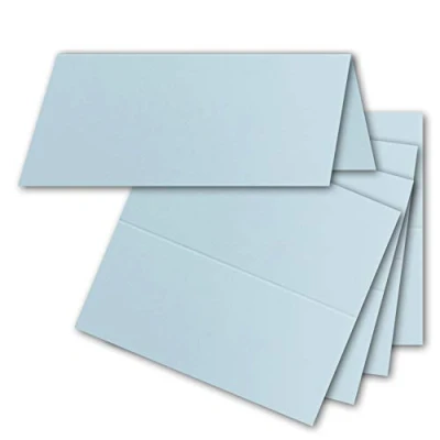Abbildung von FarbenFroh by GUSTAV NEUSER 50x Tischkarten in Hellblau (Blau) 4,5 x 10 cm blanko Doppel Karten als Platzkarten und Namenskarten für Hochzeit Feste