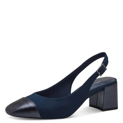 Abbildung von MARCO TOZZI Damen Slingpumps mit Blockabsatz Vegan, Blau (Navy comb), 39 EU