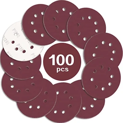 Abbildung von STEBRUAM 100 Stück Schleifpapier 125mm Klett 1200 körnung,Profi 125 Schleifscheiben Rund 8 Loch für Exzenterschleifer