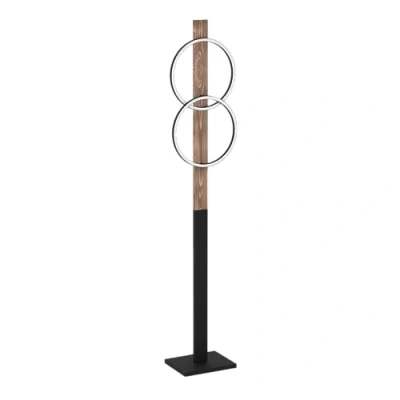 Abbildung von EGLO LED Stehlampe Boyal, 2 flammige Eck Standleuchte, rustikale Stehleuchte aus geflammtem Holz und schwarzem Metall, Lampe Wohnzimmer warmweiß, 150 cm