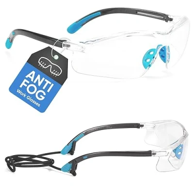 Abbildung von SAFEYEAR Schutzbrille Arbeitsbrille Sicherheitsbrille SG003BU mit Durchsichtigen Anti Beschlag und Kratzbeständigen Gläsern Arbeitsbrillen Halterung