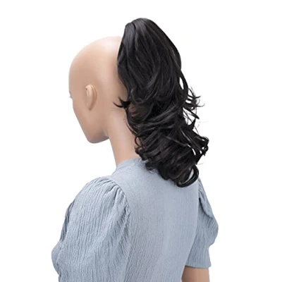 Abbildung von CAISHA 35cm Haarteil Helena Zopf Haarverlängerung mit Butterflyklammer Voluminös Gewellt Dunkelbraun H62