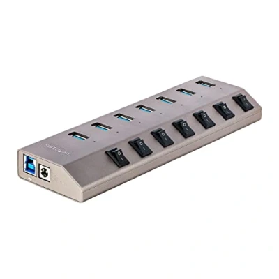 Abbildung von StarTech.com 7 Port USB 3.0 HUB Mit Netzteil Und Individuellen EIN/Aus Schaltern, C/A 3.1 Auf 7X A, 5Gbit/s Splitter/Verteiler Eigener Stromversorgung (5G7AIBS EU), Grey