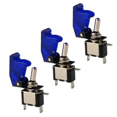 Abbildung von CESFONJER LED Anzeige Wippschalter, KFZ Blau Kippschalter Schalter, 12V 20A Auto Schalter SPST Wippschalter Ein/Ausschalter (3 Pcs)