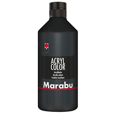 Abbildung von Marabu 12010075073 Acryl Color schwarz 500 ml, cremige Acrylfarbe auf Wasserbasis, schnell trocknend, lichtecht, wasserfest, zum Auftragen mit Pinsel und Schwamm Leinwand, Papier Holz