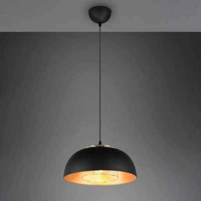 Abbildung von TRIO Leuchten Pendelleuchte »Punch«, 1 flammig, Leuchtmittel E27 ohne Leuchtmittel, Industrie Look mit Doppelschirm schwarz gold, exkl 1xE27 max 40W